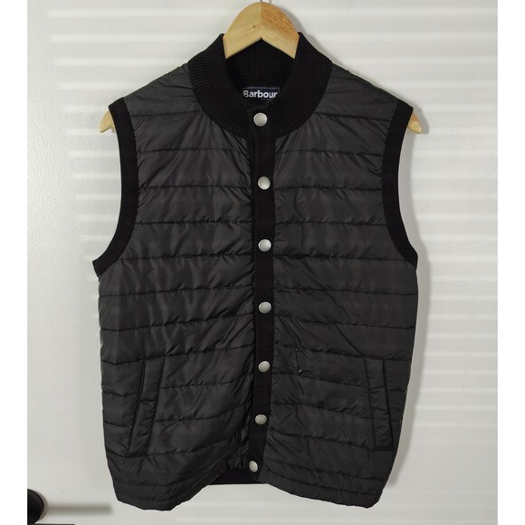Barbour Mens Medium Black Quilted Vest Button Jacket (Read Desc) - Picture 1 of 7